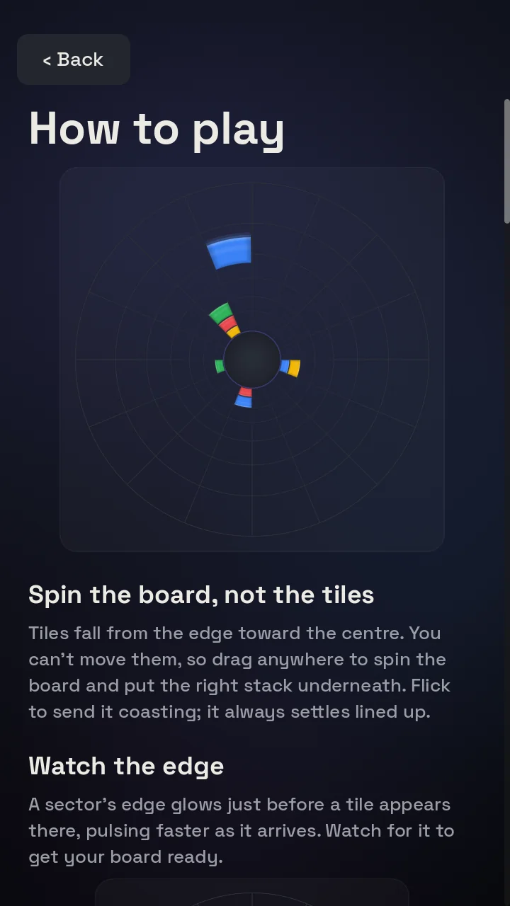 The How to play screen, with an animated example board and the first rules.